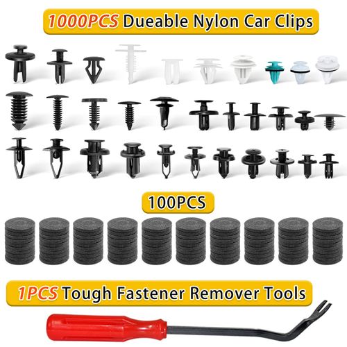 975Pcs Car Push Retainer Clips,Auto Fasteners Assortment 33 Most Popular Sizes Bumper Fender Rivets with Cable Ties Remover for Ford GM Toyota Honda Chrysler BMW Benz Audi Nissan Mazda Subaru