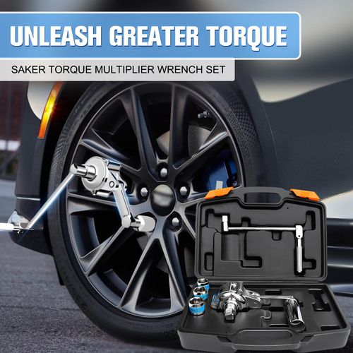 Heavy-duty, labor-saving torque multiplier wrench set—an ideal tool for removing automotive wheel nuts.
