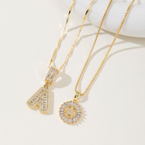 Rock sugar copper inlaid zircon pendant full diamond round combination necklace set