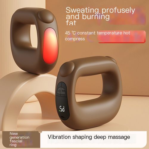 Heatable Fascia Ring Massager with 5 Modes,5 Intensities, Portable Vibration Massager with 45°C Heat Function,132 cm Adjustable Strap for Back,Neck,Legs (Brown)