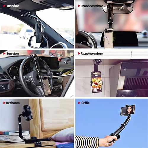 Rotatable and Retractable Car Phone Holder - 2025 New Sunvisor Phone Holder for Car 360 Phone Holder Rotating Phone Mount Universal Phone Mount Car Cellphone Holder Clip Mobile Phone Holder
