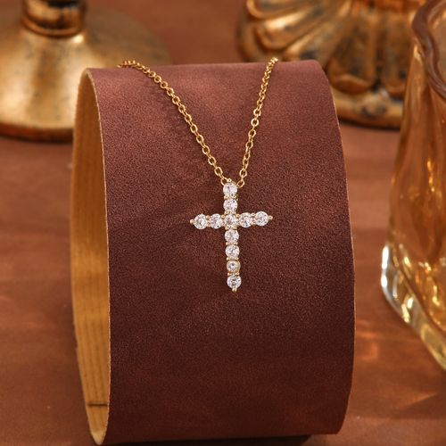Tewiky Simple Crown & Cross Pendant Choker Easter Necklace for Women & Men & Girls Pretty Crown Cross Necklace For Daily Party Clothing Decor Trendy All-match & Exquisite Je