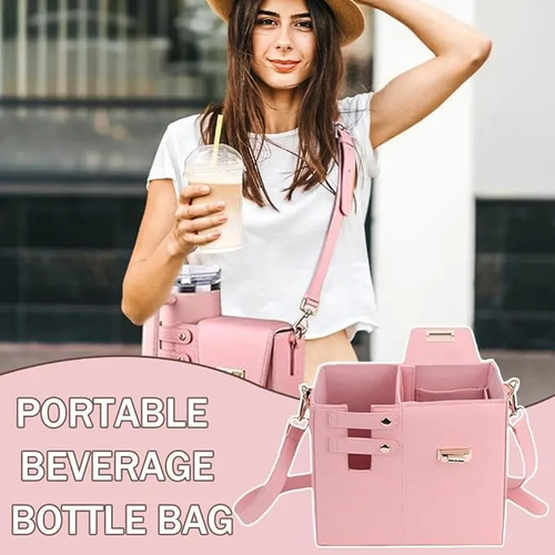 Outdoor Portable Crossbody Water Cup Storage Bag,Crossbody Bag with Water Bottle Holder,Crossbody Cup Storage Bag Compatible with Most Water Bottles,Adjustable Shoulder Strap,Multifunctional Bag