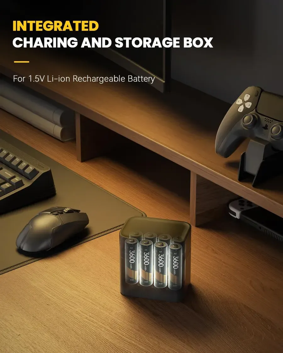 2pcs 🔋AA & AAA Lithium Battery Smart Charging Case