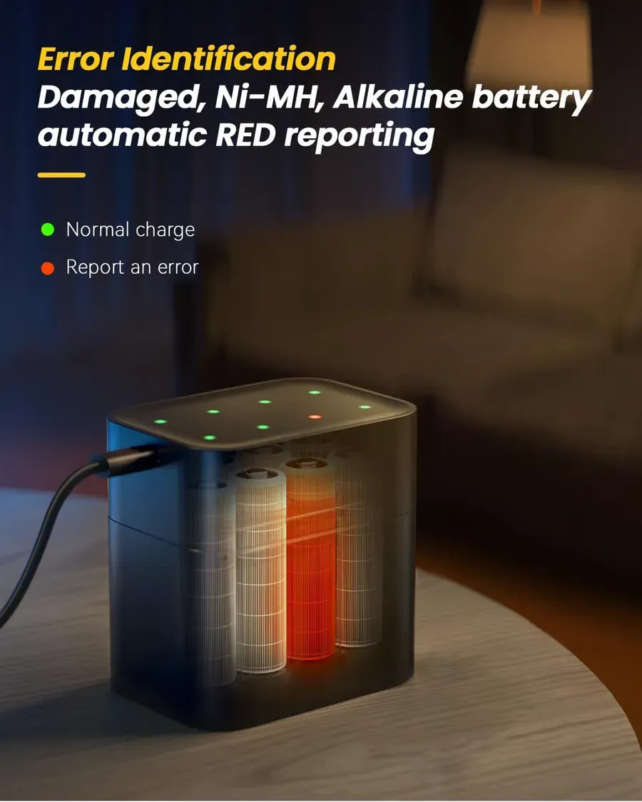 2pcs 🔋AA & AAA Lithium Battery Smart Charging Case
