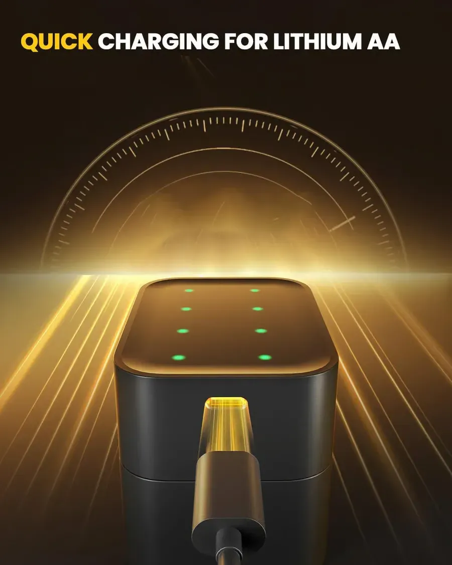 2pcs 🔋AA & AAA Lithium Battery Smart Charging Case