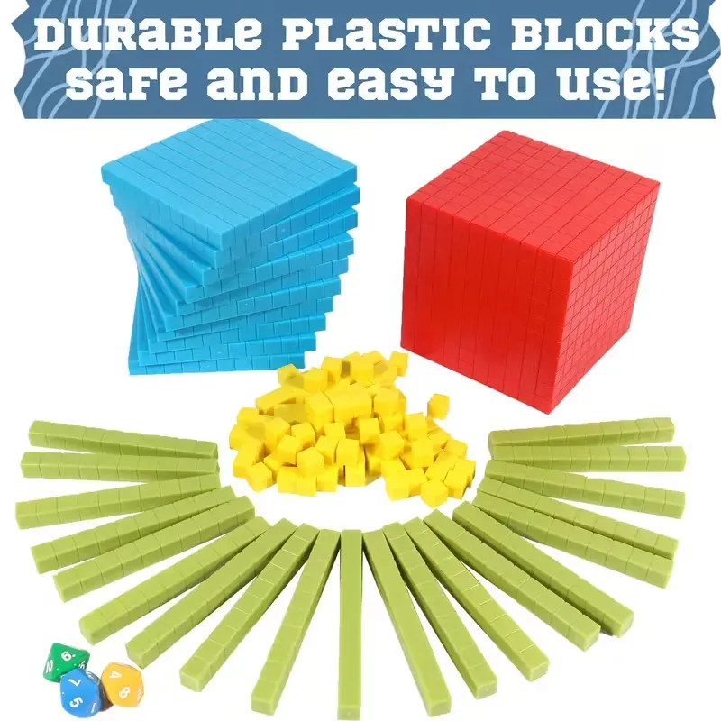 131pcs Base Ten Blocks Toys For Math | Place Value Blocks Plastic Base 10 Math Manipulatives Math Counters Number Blocks Math Cubes, Counting Cubes, Christmas School Gift