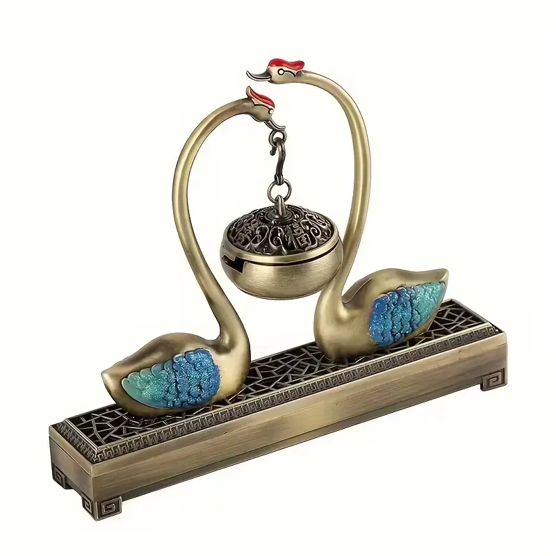 Dual-Use Metal 1pc Swan Lake Incense Burner - Unscented Home Decor Ornament