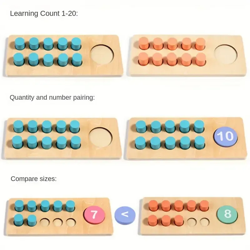 Wooden Ten-Frame Set Mathematics Teaching Aids Are Suitable For Kindergarten, Primary School, Grade 1, Home School, Addition And Subtraction Of Mathematics Games, Counter Toys Suitable For Aged 3-8