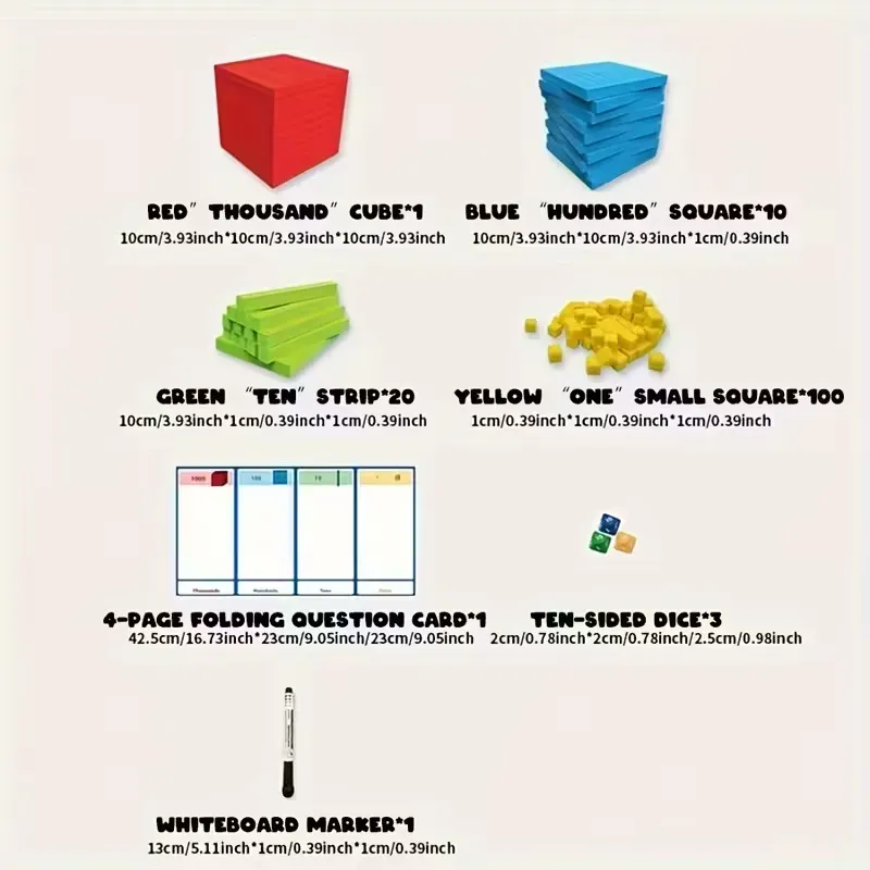 131pcs Base Ten Blocks Toys For Math | Place Value Blocks Plastic Base 10 Math Manipulatives Math Counters Number Blocks Math Cubes, Counting Cubes, Christmas School Gift