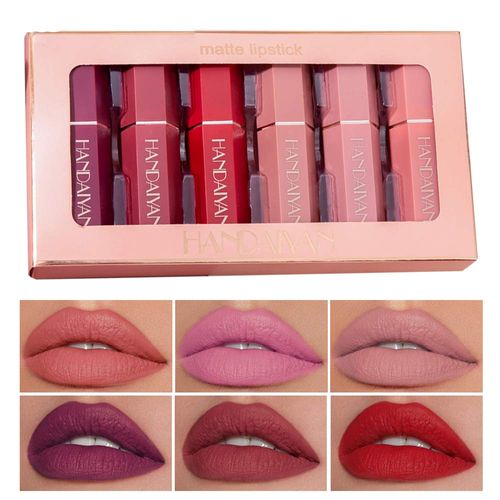 6-color matte lipstick set velvet red lipstick kit waterproof long-lasting smooth non-stick cup sexy color lipstick gift box