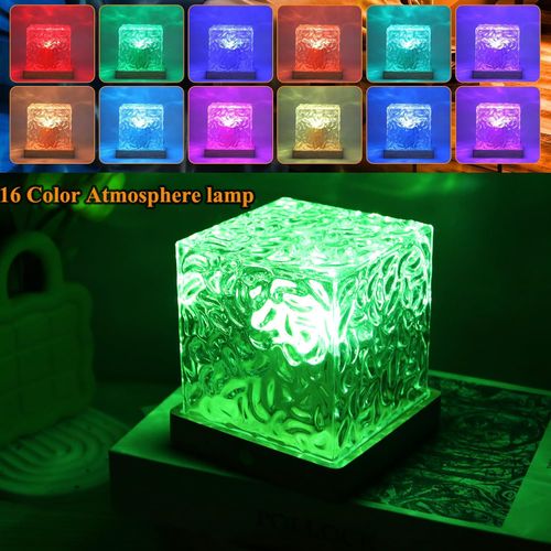 USB rechargeable northern lights ocean wave projector lamp, 3-mode 16-color gradient, LED rotating water pattern night