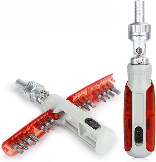 👍Essentials for Craft🔧Enthusiasts Universal 15-in-1 Adjustment Ratchet Screwdriver（red)