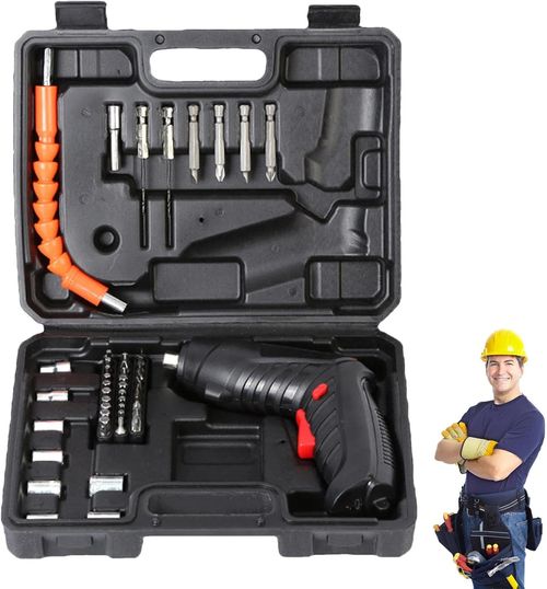 47-in-1 Electric Screwdriver Cordless Drill Rechargeable Set 3.6V Lithium Ion 3.5N·m Maximum Torque Electric Rotary Screwdriver with Housing LED Light Multi-Angle Work Box