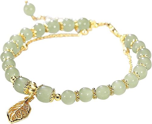 Women's light luxury high-end bracelets, golden branches and jade leaves bracelets, fashionable and versatile