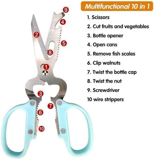 ✂️10-in-1 multi-function kitchen scissors (sold in blue)