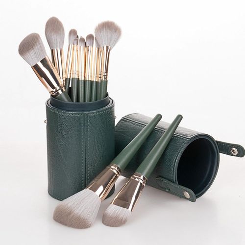 14pcs Best Selling Makeup Brush Set Super Soft Loose Powder Brush Foundation Brush Blush Brush Multi-function Beauty Tool (Green)