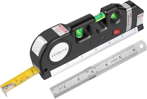 Laser Level, Multi-Purpose Laser Tape Measure Line 8 Feet + Tape Measure Adjustment Standard and Metric Ruler Update Battery