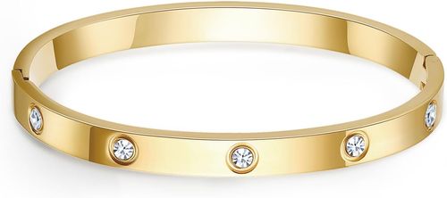 New titanium steel bracelet real gold electroplated diamond personality temperament bracelet