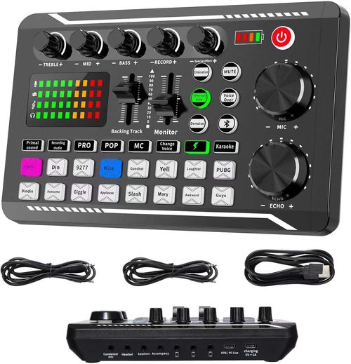 ♪♪♪Live sound card with Dj mixer effects and sound converter, F998 live sound card audio mixer, professional audio mixer