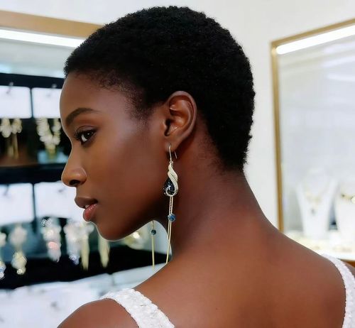 Vintage Peacock Tassel Earrings with Blue Crystals – Effortless Elegance