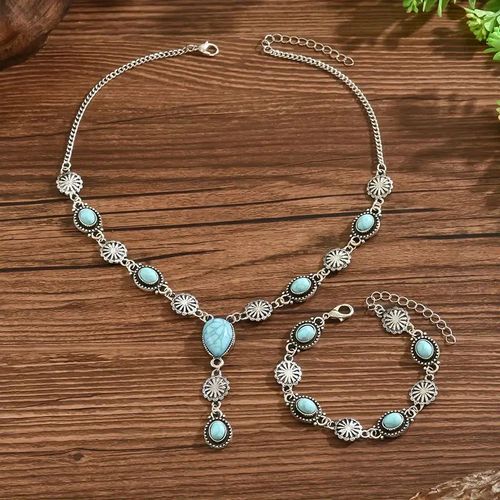 Vintage Bohemian Turquoise-Inspired Jewelry Set – Your Free-Spirited Style Essential