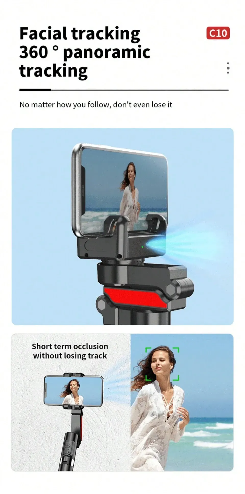 COOL DIER 2026 New AI face tracking Selfie stick tripod 360 Auto Rotation Follow Gimbal Stabilizer With Remote For tiktok Live