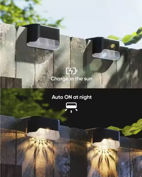 4Pack LED Solar Stair Light Lamp Waterproof Passage Courtyard Guardrail Step Night Light for Outdoor Garden Borders Terrace