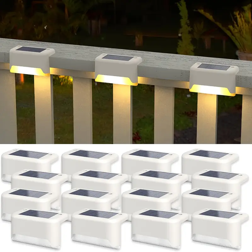 4Pack LED Solar Stair Light Lamp Waterproof Passage Courtyard Guardrail Step Night Light for Outdoor Garden Borders Terrace