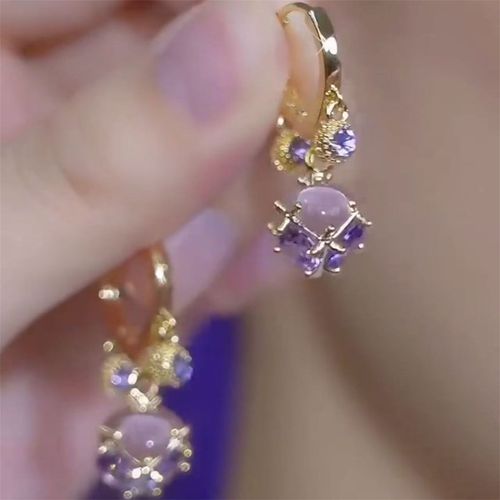Elegant Purple Zircon Huggie Earrings - Timeless Sparkle for Every Look