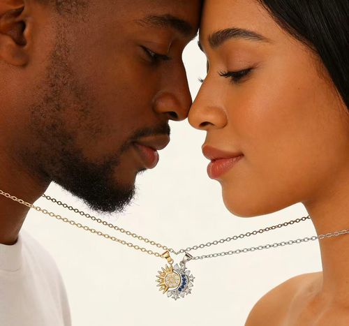 Magnetic Sun & Moon Couple Necklaces – Perfect Match for Lovebirds!