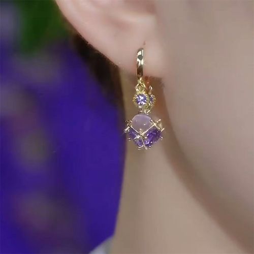 Elegant Purple Zircon Huggie Earrings - Timeless Sparkle for Every Look