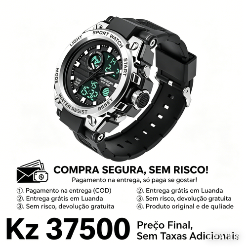 Relógio de Esporte Tático de Grande Dial ⚡ À Prova d'Água, Multifuncional e Super Estiloso!