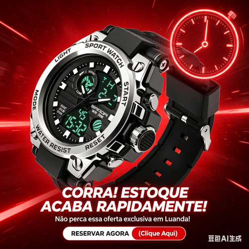 Relógio de Esporte Tático de Grande Dial ⚡ À Prova d'Água, Multifuncional e Super Estiloso!