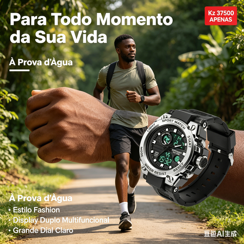 Relógio de Esporte Tático de Grande Dial ⚡ À Prova d'Água, Multifuncional e Super Estiloso!