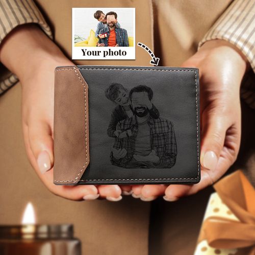🔥Father's Day Offer🔥 Men's Custom Photo Wallet, Grey, Personalized Gift