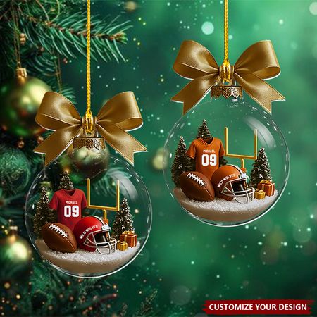 Personalized Football Transparent Ornament-Gift For Football Lovers