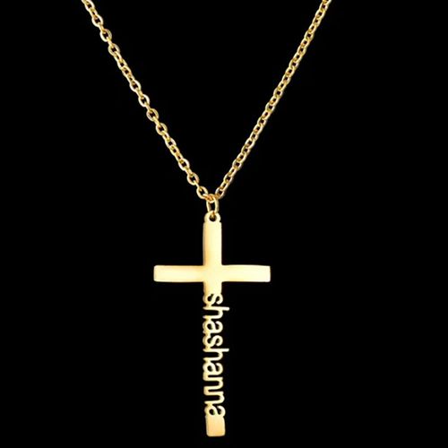 Personalized name cross necklace made of titanium steel