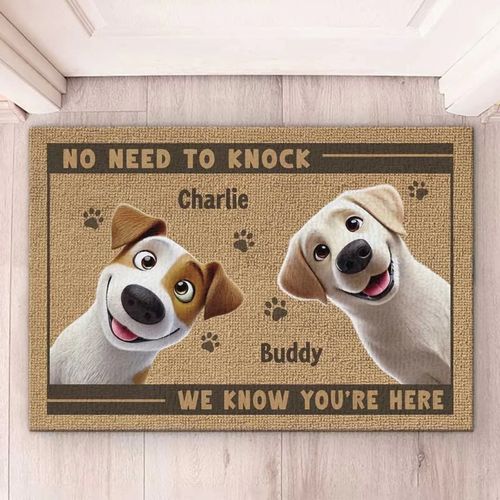 In This Happy Home, The Dog's Paws Are Before The People - Dog Custom Home Decoration Mats - Housewarming Gifts For Pet Owners, Pet Lovers