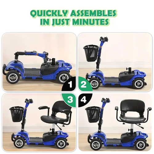 10 Miles Long Range 4 Wheel Electric Mobility Scooter w 180W Motor for Seniors