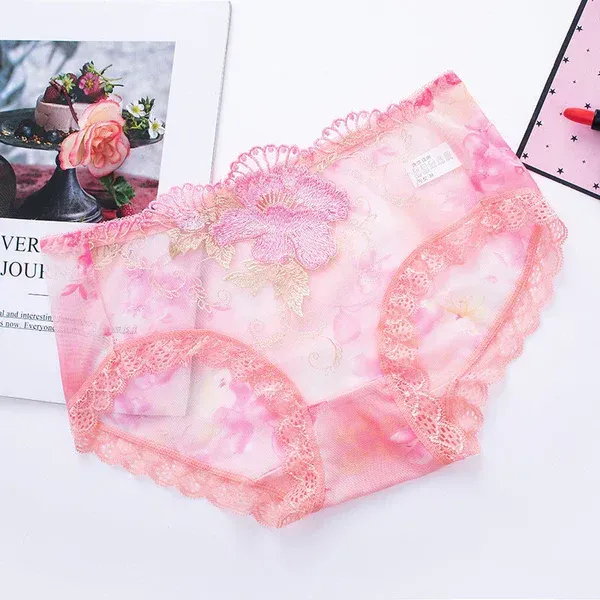 Buy 1 get 3 free （4pcs) ✨Antibacterial cotton panty with lace embroidery For Women Uniform Size