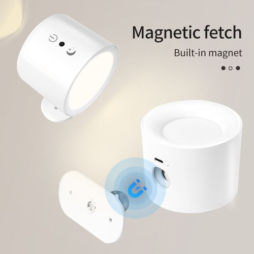⏰Wireless Round Cob Wall Lights Lamp 360 Rotating Magnet Fixation bedroom Stairs Hallway Kitchen Wall Light Inside Battery