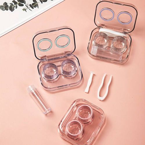 Colorful Transparent Eye Contact Lens Box Contact Container Case With Tweezers and Holder
