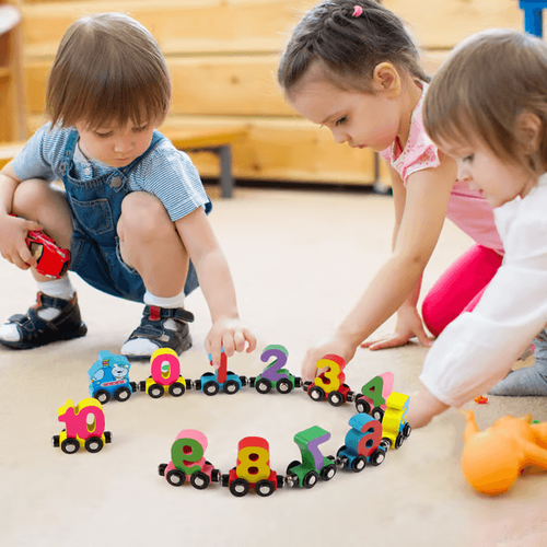 New Design Hot Sale Numbers And Letters Magnetic Train Puzzle Wooden Toy Car