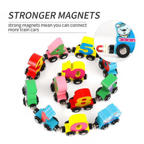 New Design Hot Sale Numbers And Letters Magnetic Train Puzzle Wooden Toy Car