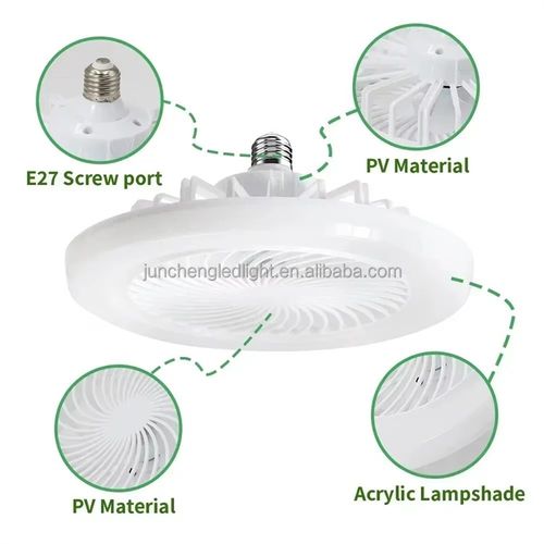 3 Wind Speed E27 Lamp LED Fan Light Ceiling Smart Fan Lighting PC Modern Remote Control 3 Colors With Timing Remote Control