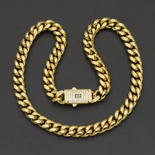 🔥Hip Hop Jewelry: Gold Stainless Steel Cuban Necklace for Men