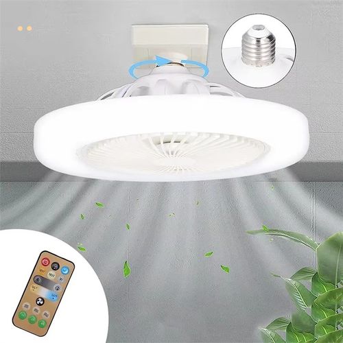 3 Wind Speed E27 Lamp LED Fan Light Ceiling Smart Fan Lighting PC Modern Remote Control 3 Colors With Timing Remote Control