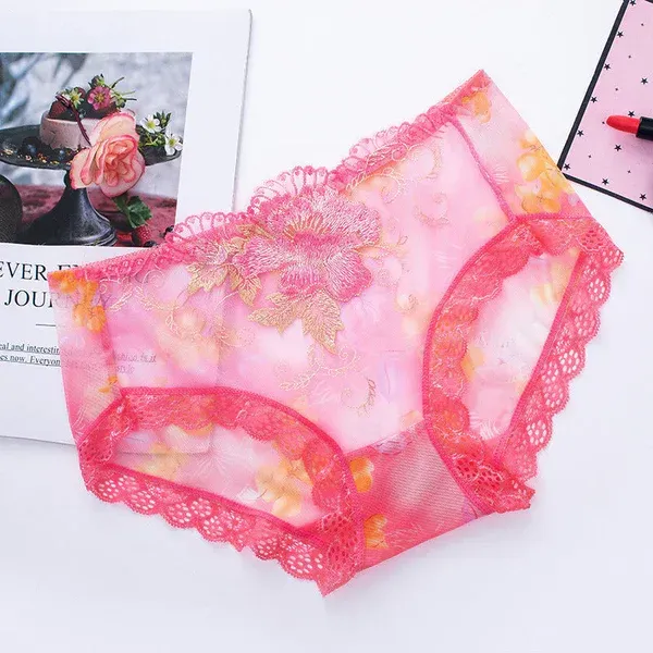 Buy 1 get 3 free （4pcs) ✨Antibacterial cotton panty with lace embroidery For Women Uniform Size