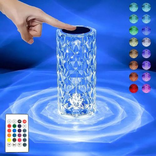 ⏰16 Colors Changing RGB Touch Sensor Rose Crystal Table Lamp USB Rechargeable Romantic LED Rose Crystal Desk Lamps